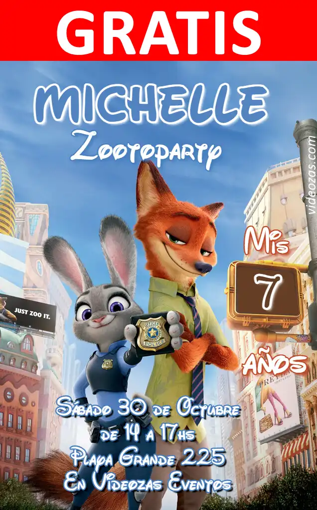 Invito Zootopia GRATIS | Modificabile e Personalizzabile | Facile e Veloce | Crea Online Ora!