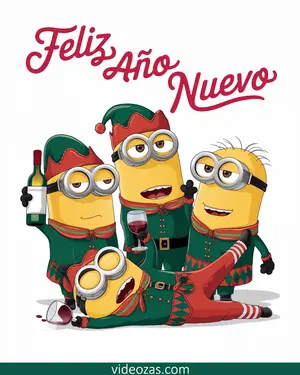 Saludo Año Nuevo Minions Duendes