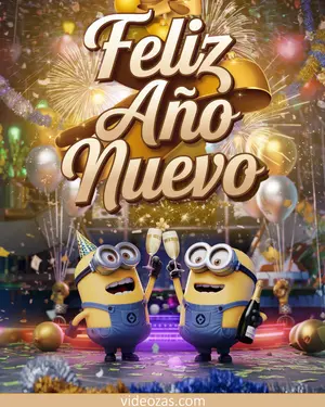 Saludo Año Nuevo Brindis Minions