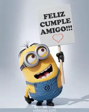 Saludo Cumpleaños Minion con cartel