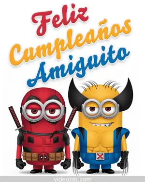 Saludo Cumpleaños Deadpool y Wolverine Minions