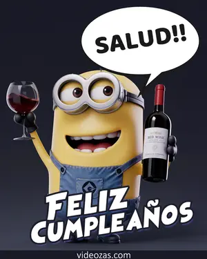 Saludo Cumpleaños Brindis Minion