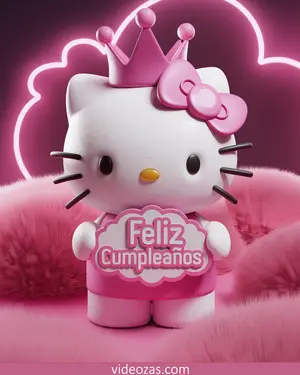 Saludo Cumpleaños Hello Kitty Rosa