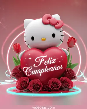 Saludo Cumpleaños Hello Kitty Corazón