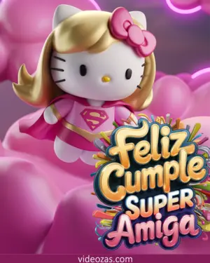 Saludo Cumpleaños Super Amiga Hello Kitty