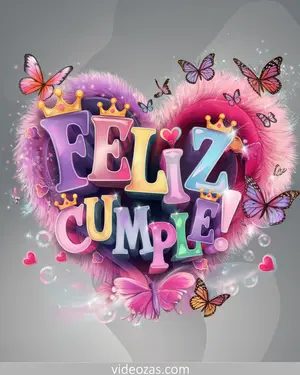 Saludo Cumpleaños Corazón con Mariposas