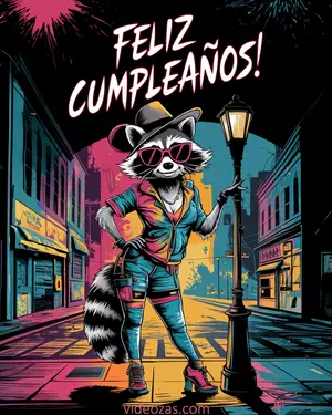 Saludo Cumpleaños Female Raccoon