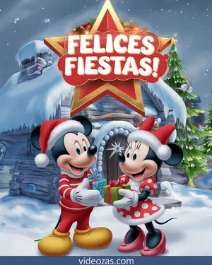 Saludo Navideño Mickey y Minnie con Regalos