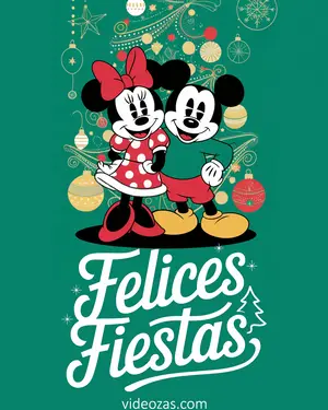 Saludo Navideño Mickey y Minnie Retro