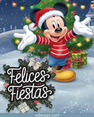 Saludo Navideño Mickey Felices Fiestas