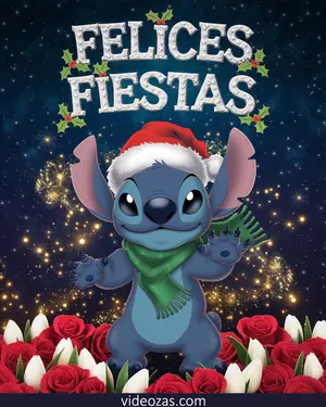 Saludo Navidad Stitch Felices Fiestas
