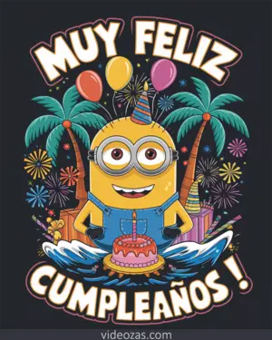 Saludo Cumpleaños Tropical Minion