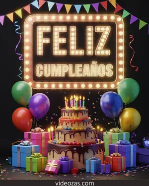 Saludo Cumpleaños Luces y Globos