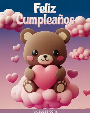 Saludo Cumpleaños Osito tierno con Corazón