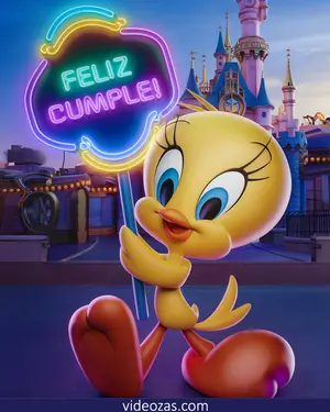 Saludo Cumpleaños Piolín Tweety Cartel Luminoso